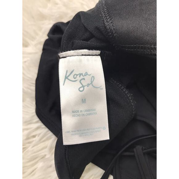 KONA SOL one -piece Black Swimsuit size M Womens Criss Cross Back - Picture 8 of 8